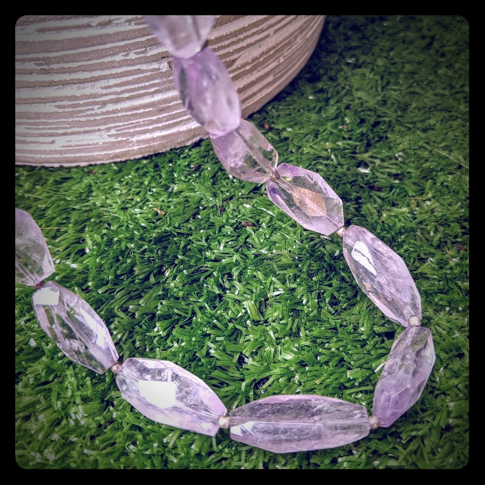 Light purple clear crystal necklace